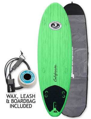 California Board Company Soft Surfboard 6ft Package - Green Wood Grain