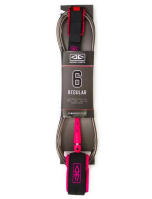 Ocean & Earth Regular Diamond Flex Mould Surfboard Leash 6ft - Pink