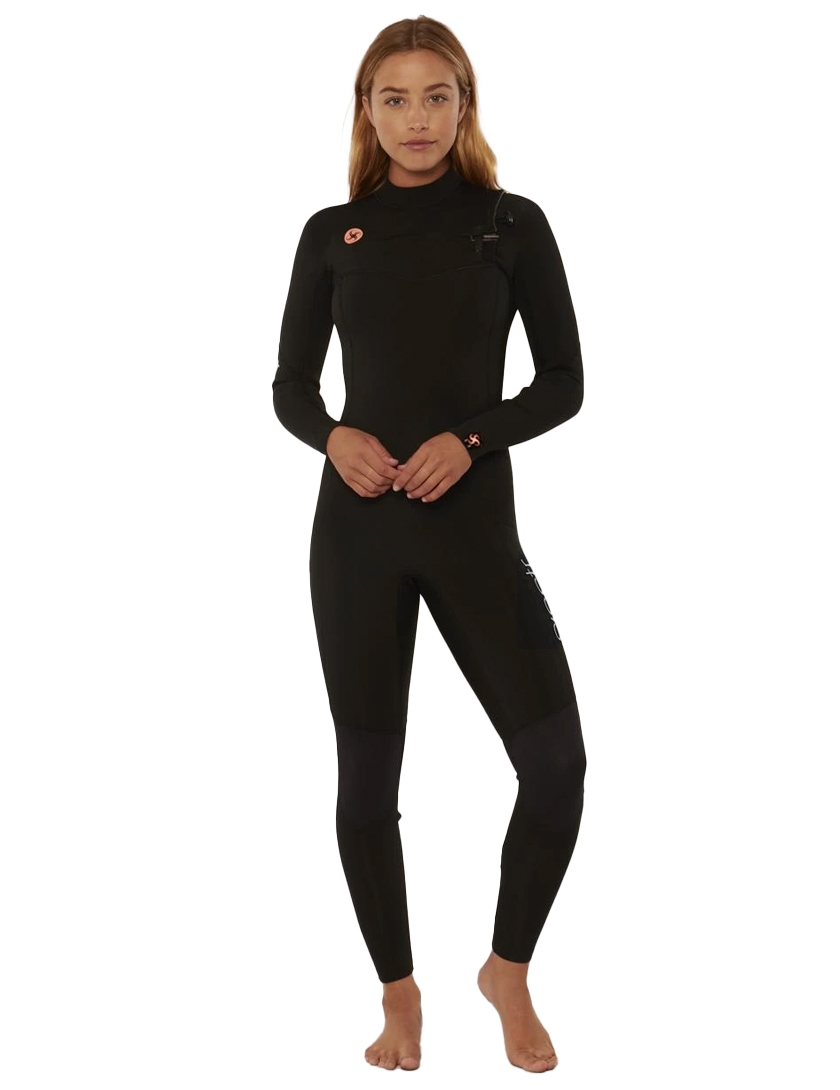 Sisstrevolution 7 Seas Ladies Chest Zip 5/4mm Wetsuit - Solid Black