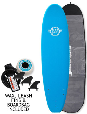 Surfworx Base Mini Mal soft surfboard package 7ft 6 - Azure Blue