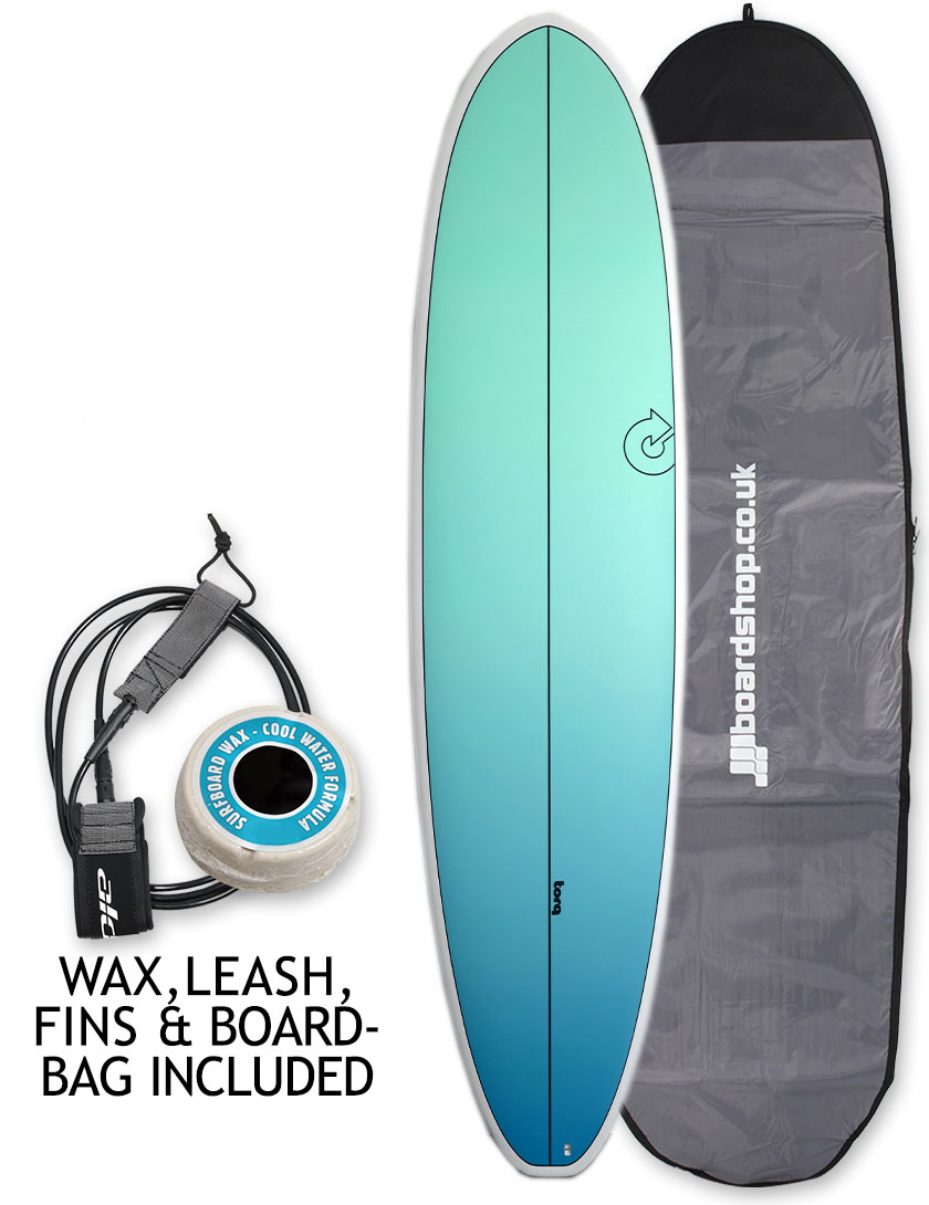 Torq Mod Fun V+ surfboard 7ft 4 Package - Seagreen Fade 