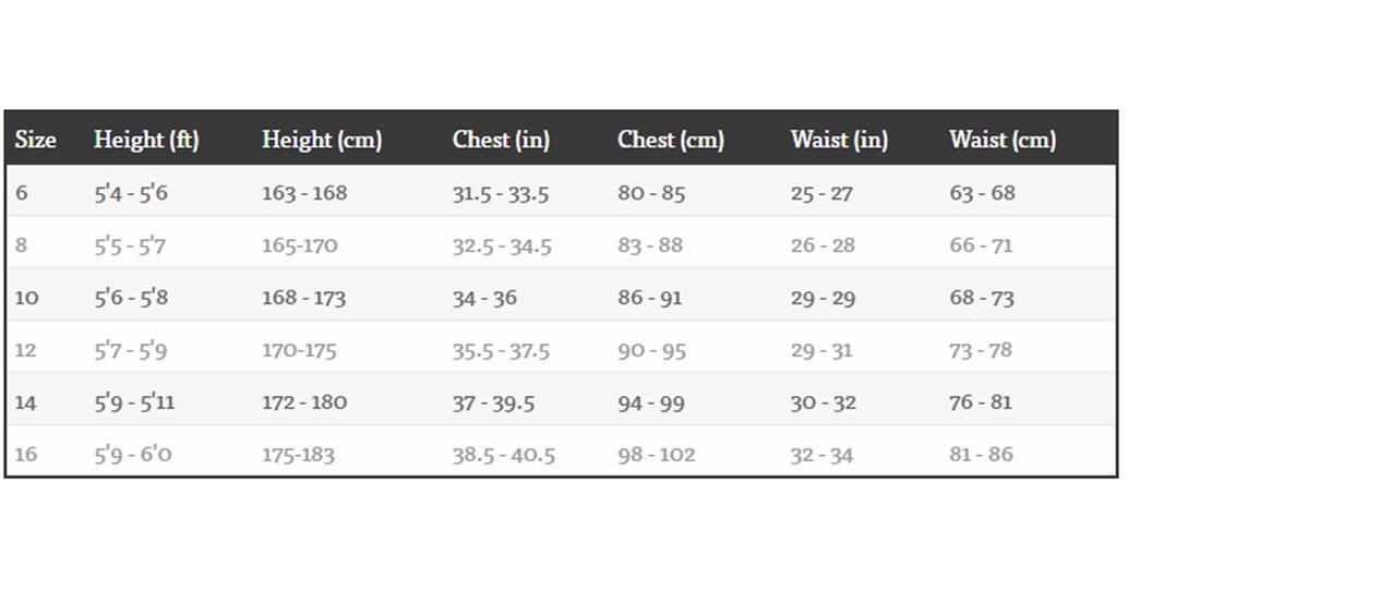 Billabong Ladies Size Guide